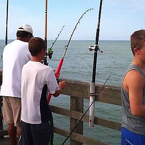 7-28-13 Zack catching a 37 pound King Mackerel off the Seaview Fishing Pier