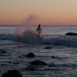 Surf Fishing for Pollock at Montauk Point