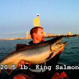 kayak fishing for king salmon in Milwaukee