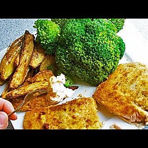 Einfach mal was leckeres kochen - Knuspriger Lachs mit Pommes und Broccoli