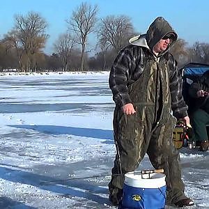 Jan 2014 Ice Fishing for Perch on Lake St Clair
